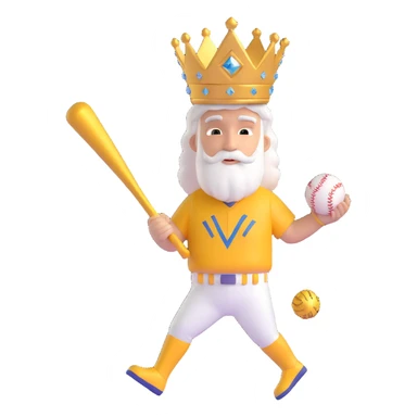 a baseball god with a laurel crown, floating above a diamond, holding a golden bat, majestic and mythic sticker
