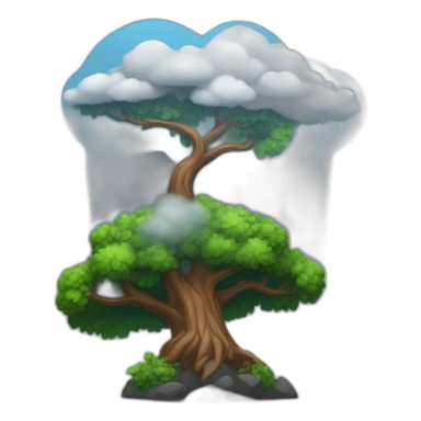 montagne noir avec un peu d'arbre avec un arc-en-ciel sticker