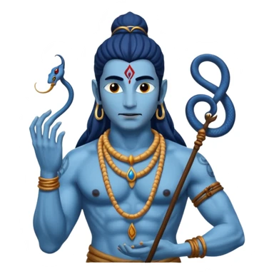 Mahadev real god  shiv not like cartoon  blue body and trishul and and had damru and nack around sanke  sticker