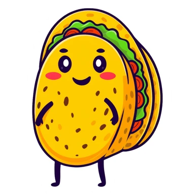 awkward taco, cartoonish sticker style sticker