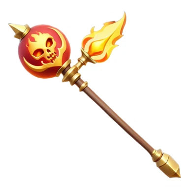 Clash of Clans aesthetic: Cinematic fireball Magic Staff Emoji, rendered in a 3D vector-style similar to standard emojis with minimal shading and bold, simplified shapes. A compact, isometric enchanted staff with intricate runic carvings and a glowing orb at its tip, softly glowing with a mystical arcane charm. Simplified yet unmistakably iconic, highly detailed and consistent, glowing with a soft radiant glow and high shine. Stylized with a touch of legendary sorcery and a soft glowing outline, capturing the essence of a powerful magic staff with a friendly, playful vibe! sticker