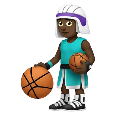 White Gladiator playing basketball wearing black Aqua purple sticker