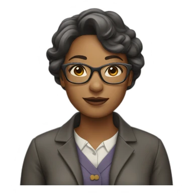 smart woman with glasses, dressed as a university professor, with neutral colored skin sticker