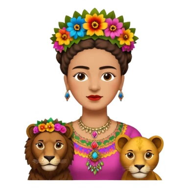 Frida Kahlo with lion sticker