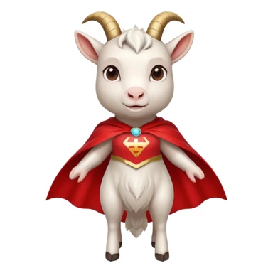 white female goat wearing a read cape like superman sticker