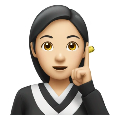 Japanese referee woman holding the whistle sticker