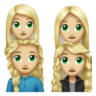 Blonde haired girl with green eyes with black haired guy with blue eyes sticker