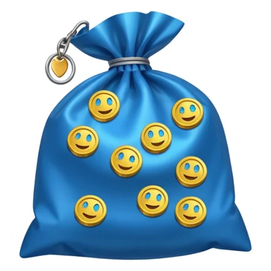 blue coins inside an opened bag  sticker