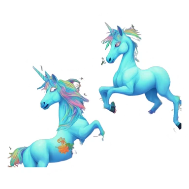 Trippy patchwork glass Zombie Pegasus unicorn psychedelic flowers floral groovy art neon rave raving sticker