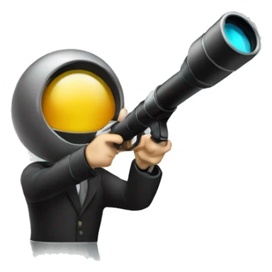 Secret agent with a spyglass reviewing multicolor lines of code sticker