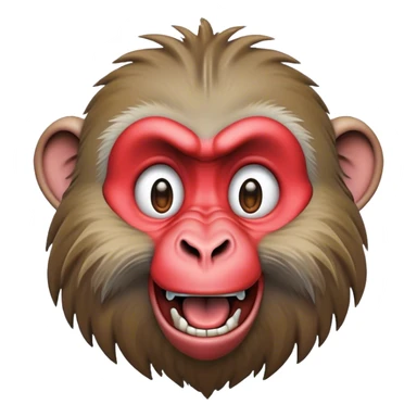 Cinematic Realistic Comical Baboon Portrait Emoji, Head tilted dramatically with an exaggeratedly amused expression, featuring a striking, ruggedly textured face with boldly expressive eyes full of playful disbelief, rendered with vivid, lifelike detail and natural earthy hues, high shine, dramatic yet playful, styled with an air of cheeky jungle mischief, soft glowing outline, capturing the essence of a spirited and over‐the‐top baboon that looks ready to chatter its way into viral fame! sticker