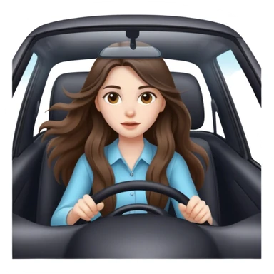 beautiful pale brunette girl with long hair driving car fast sticker