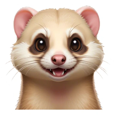 Cinematic Comical Ferret Portrait Emoji, Head tilted dramatically with an exaggeratedly shocked expression, featuring a slender, wiggly body and a distinct ferret head with a pointed snout and small ears, with wide, hilariously expressive eyes full of humorous disbelief, Simplified yet hilariously expressive features, highly detailed, glowing with a slightly sassy natural glow, high shine, dramatic yet playful, stylized with an air of quirky charm, soft glowing outline, capturing the essence of a meme-worthy ferret that looks ready to scamper into viral fame! sticker