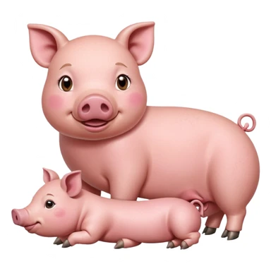 mother pig laying down while piglets nurse from its teats sticker