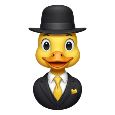 duck wearing a black tall hat and tie  sticker