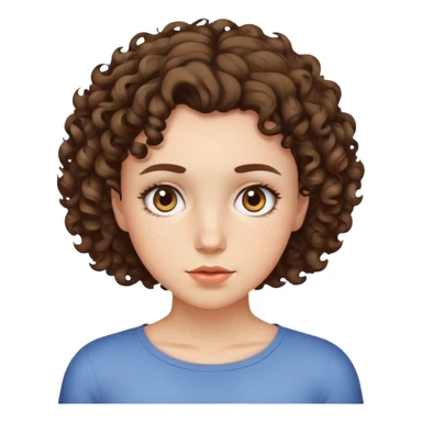 A girl with short curly hair and forehead acne  sticker