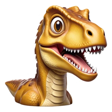 Cinematic Realistic Comical velociraptor/T-rex Portrait Emoji, Head tilted dramatically with an exaggeratedly amused expression, featuring a striking, glossy scaled body with bold natural textures and wide, expressive eyes brimming with playful disbelief, rendered with lifelike detail and dynamic natural lighting, high shine, dramatic yet playful, styled with an air of cheeky prehistoric mischief, soft glowing outline, capturing the essence of a spirited and over‐the‐top velociraptor/T-rex that looks ready to bellow its way into viral fame! sticker