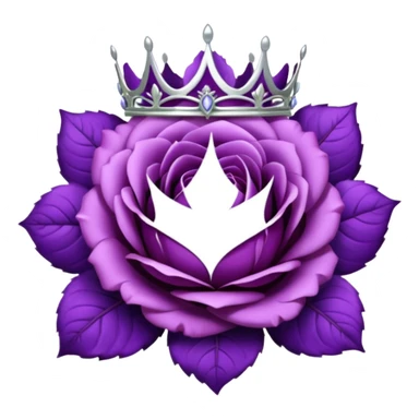 Purple rose with silver tiara and a purple emblem leaf wreath sticker