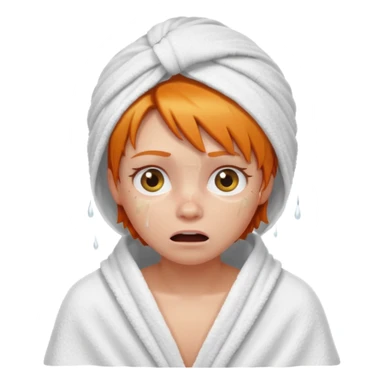 scared ginger girl with bath towels  sticker