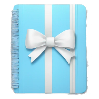 Pastel blue notebook with a white bow on it sticker
