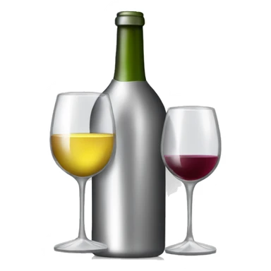 Silver wine bottle and wine glas filled with withe wine sticker