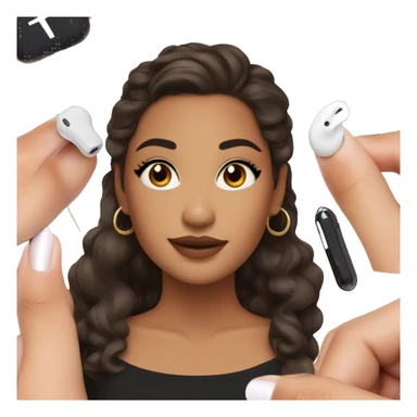 Latina makeup girl with lashes a black crop top and medium long brown hair with earrings and AirPods  sticker