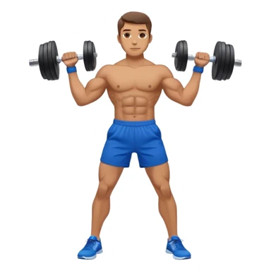 man with blue shorts doing side-lateral raise (T pose) with light dumbbells sticker