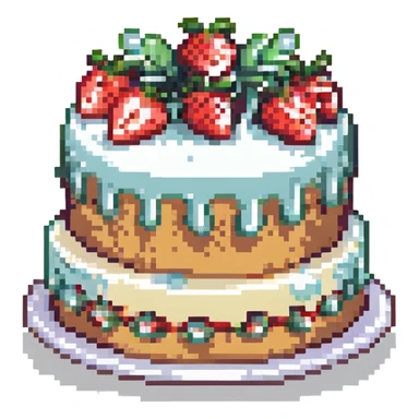 white cake with strawberries on top sticker