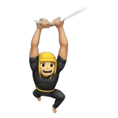 Ninja Warrior athlete, hanging from rings sticker