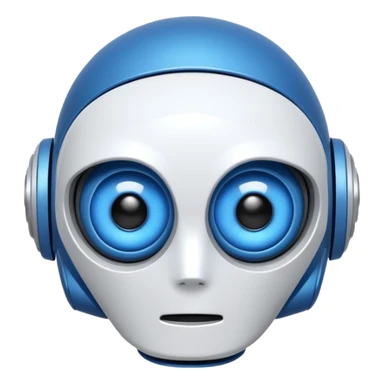 tête de robot cosmonaute bleu et blanc avec des yeux plié bleu style cartoon sticker
