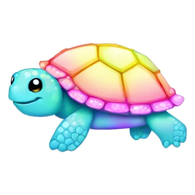 Kawaii pastel neon rainbow bedazzled turtle sticker