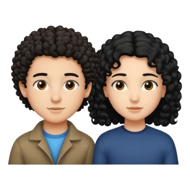 Un garçon cheveux boucle et yeux marron clair et une fille cheveux noir lisse côte à cote  sticker