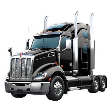2026 Black Kenworth T680 Flat Top Semi Sleeper extended cab with stacks make realistic sticker