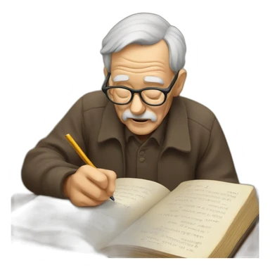 old man writing a dictionary sticker