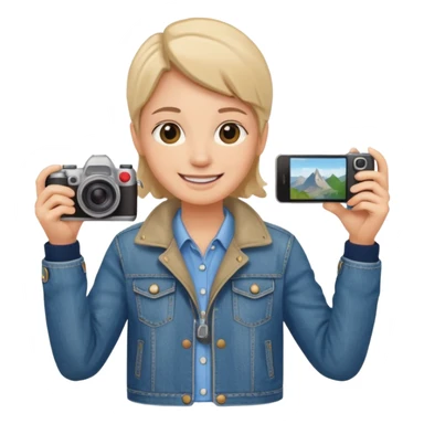 a tourist in europe holding a camera not wearing khaki sticker