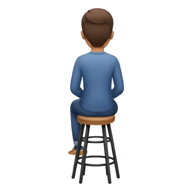 a person sitting on stool with full back head turn

 sticker