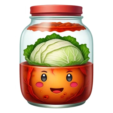 Kimchi Cinematic Realistic Kimchi Dish Emoji, depicted as spicy, fermented cabbage with vibrant red hues neatly served in a traditional jar, rendered with dynamic textures and bold, appetizing lighting. sticker