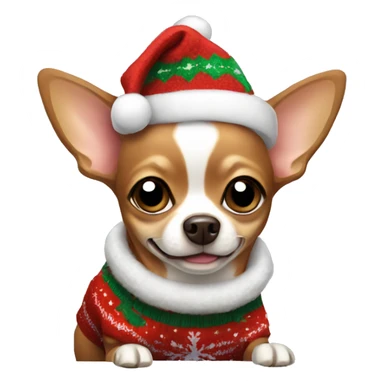 brown chihuahua wearing a christmas sweater sticker