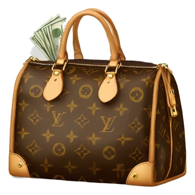 Louis Vuitton bag stuffed with money sticker