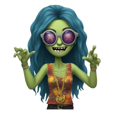  janis joplin zombie  dancing (wearing circle glasses) sticker