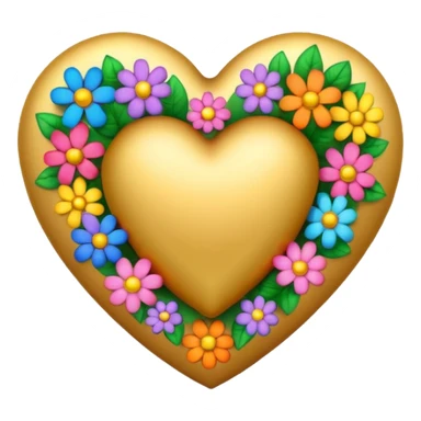 a golden heart studded with flowers sticker