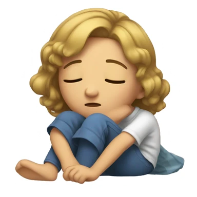 A girl laying down on the floor crying sticker