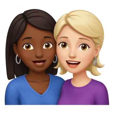 Devious cheerful white woman whispers in surprised embarrassed black woman's ear. sticker