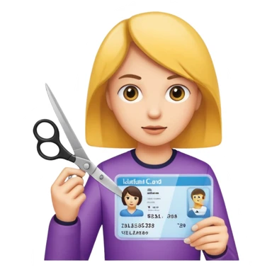 Scissors cutting an ID card in 2 halfs.hyper realistic sticker