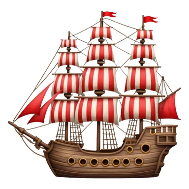 pirate ship red and white lines  sticker