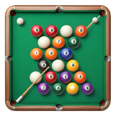billiards pool table with cue ball and colorful balls sticker