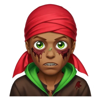 Red durag, men zombie with brown hair color and green eye color, with dark vampire clothes sticker