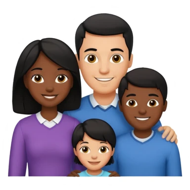 Couple of married man and woman with one kid teenager on the middle with black hair sticker