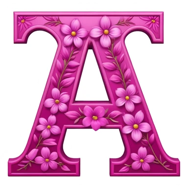 Magenta flowery romantic alphabet letter sticker