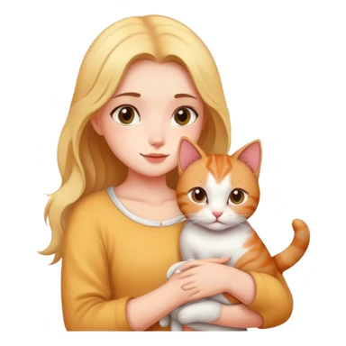 Girl with cat in hands sticker